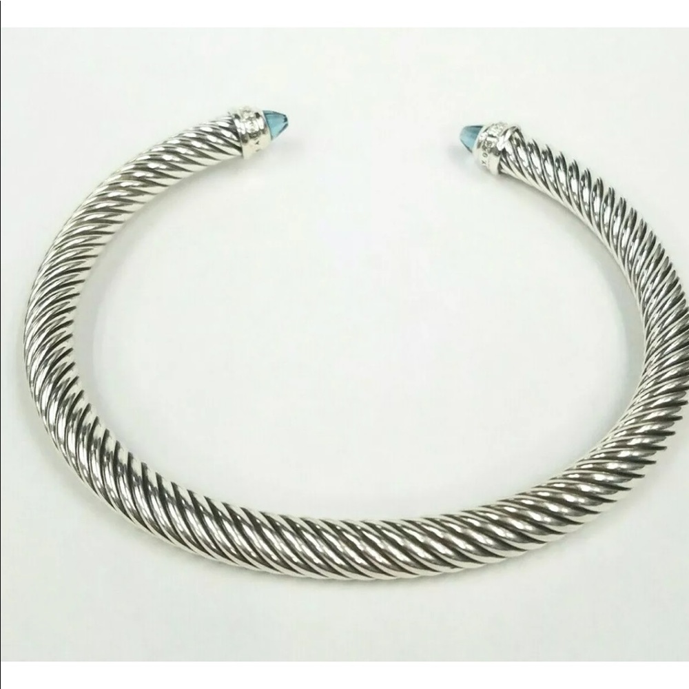♥️♥️SOLD♥️♥️DAVID YURMAN 5mm Blue Topaz & Diamonds - Picture 4 of 10